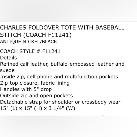 Coach Charles fold over tote - Picture 8 of 8